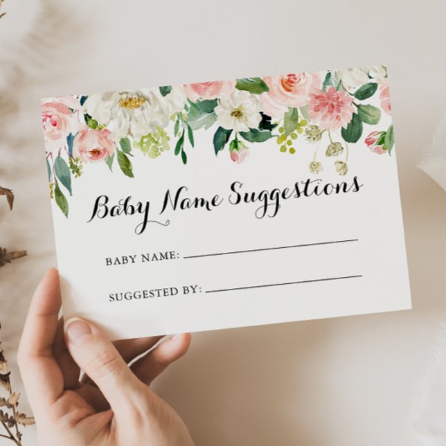 Simple Floral Green Baby Name Suggestions Card (Creator Uploaded)