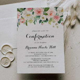 Simple Floral Green Calligraphy Confirmation Invitation