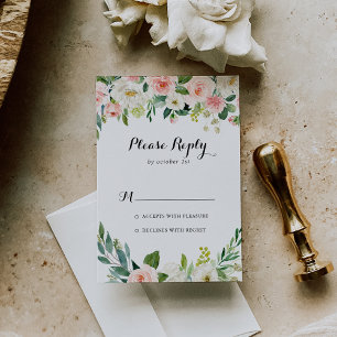 Simple Floral Green Foliage Calligraphy RSVP