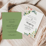Simple Floral Green Foliage Front & Back Wedding Invitation<br><div class="desc">This simple floral green foliage front and back wedding invitation is perfect for a tropical wedding. The design features lovely white, pink, and blush hand-painted roses embedded in green foliage, inspiring artistic beauty. Save paper by including more details on the back of the invitation instead of on a separate enclosure...</div>