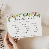 Simple Floral Green Foliage Wedding Advice Card