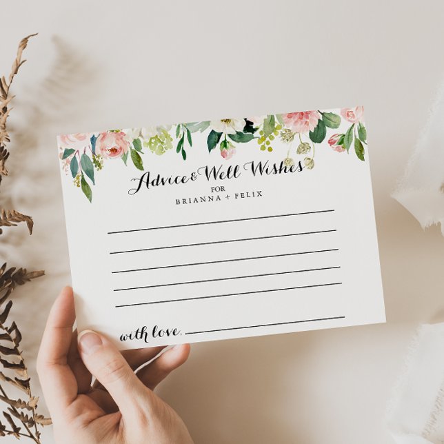 Simple Floral Green Foliage Wedding Advice Card (Creator Uploaded)