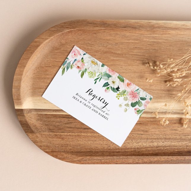Simple Floral Green Foliage Wedding Gift Registry Enclosure Card (Creator Uploaded)