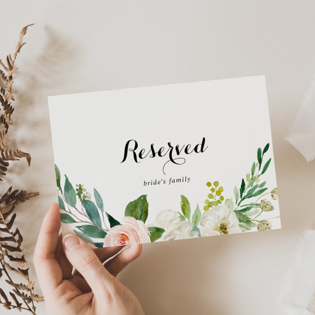 Simple Floral Green Foliage Wedding Reserved Sign (Creator Uploaded)