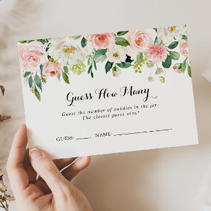 Simple Floral Green Guess How Many Game Card