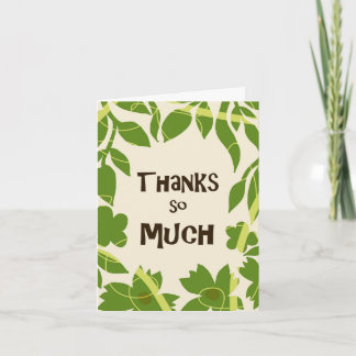 Simple Floral Green leaves Thank You Card