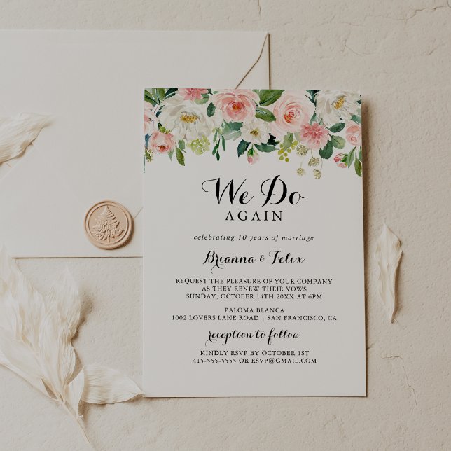 Simple Floral Green We Do Again Vow Renewal Invitation (Creator Uploaded)