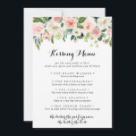 Simple Floral Green Wedding Kissing Menu Game Card<br><div class="desc">This simple floral green wedding kissing menu game card is perfect for a tropical wedding reception. The design features lovely white,  pink,  and blush hand-painted roses embedded in green foliage,  inspiring artistic beauty.</div>