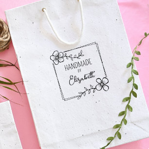 Simple Floral Handmade, Business Custom Rubber Stamp