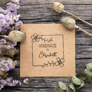 Simple Floral Handmade, Custom  Rubber Stamp