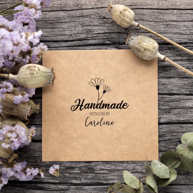 Simple Floral Handmade, Custom  Rubber Stamp (Creator Uploaded)