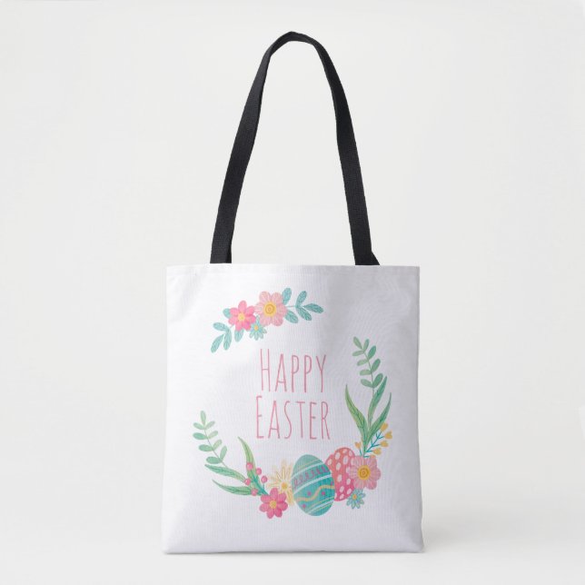 Simple Floral Happy Easter | Tote Bag (Front)