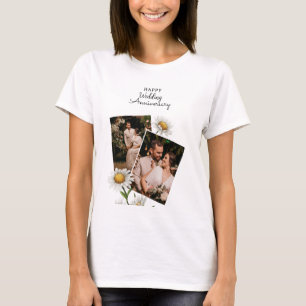 Simple Floral Happy Wedding Anniversary T-Shirt