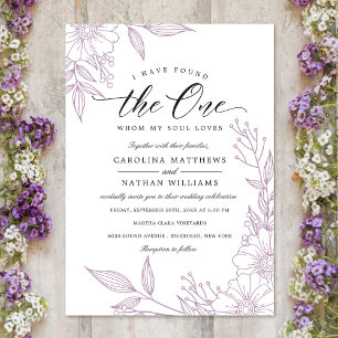 Simple Floral I Have Found The One   Lilac Wedding Invitation