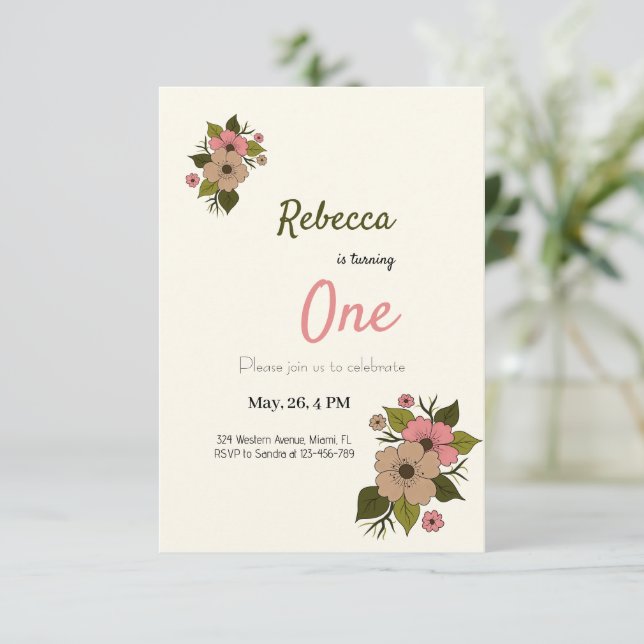 Simple floral Invitation (Standing Front)