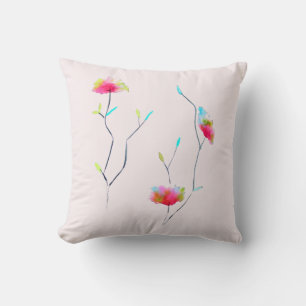 Simple floral Japanese inspired pink abstract Cushion