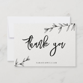 Simple Floral Line Art Thank You Card