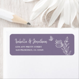 Simple floral mauve return address label