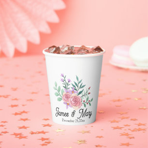 Simple Floral Minimalist Party Theme Design Paper Cups