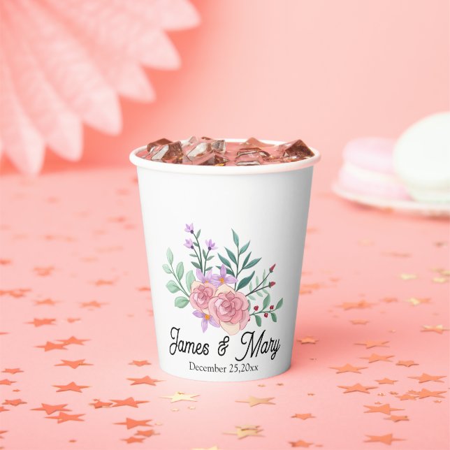 Simple Floral Minimalist Party Theme Design  Paper Cups (Insitu)