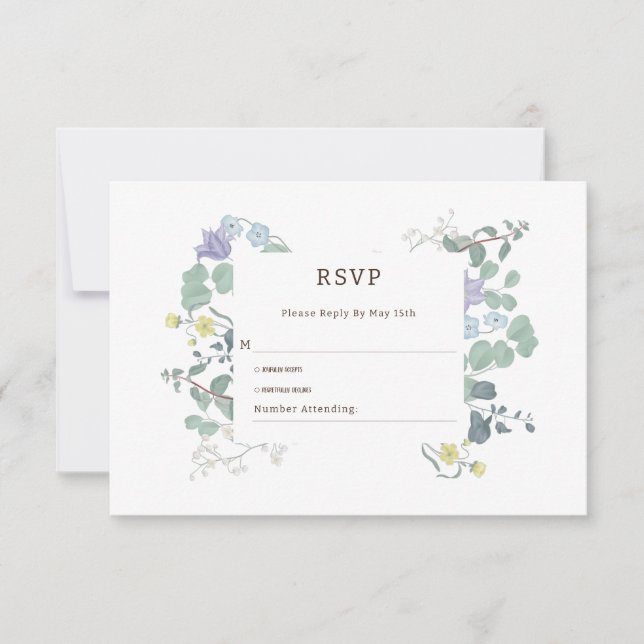 Simple Floral minimalist Wedding RSVP Card (Front)