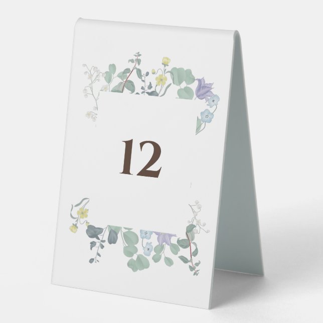Simple Floral minimalist Wedding Table Numbers (Front)