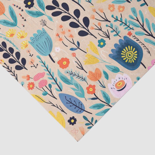 Simple Floral Modern Folk Art Illustration Tissue Paper (Detail)