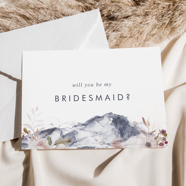 Simple Floral Mountain Bridesmaid Proposal Card (Creator Uploaded)