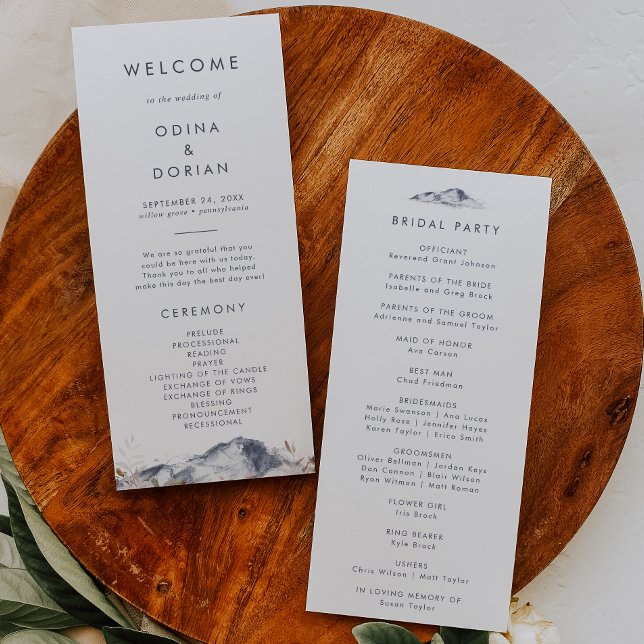 Simple Floral Mountain Wedding Program (Creator Uploaded)