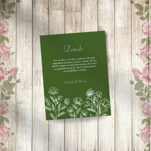 Simple floral olive green wedding enclosure card
