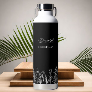 Simple Floral Outline Any Colour Wedding Party Gif Water Bottle