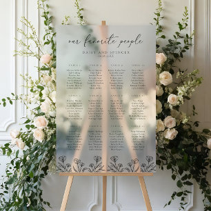 Simple Floral Outline Frosted Seating Acrylic Sign