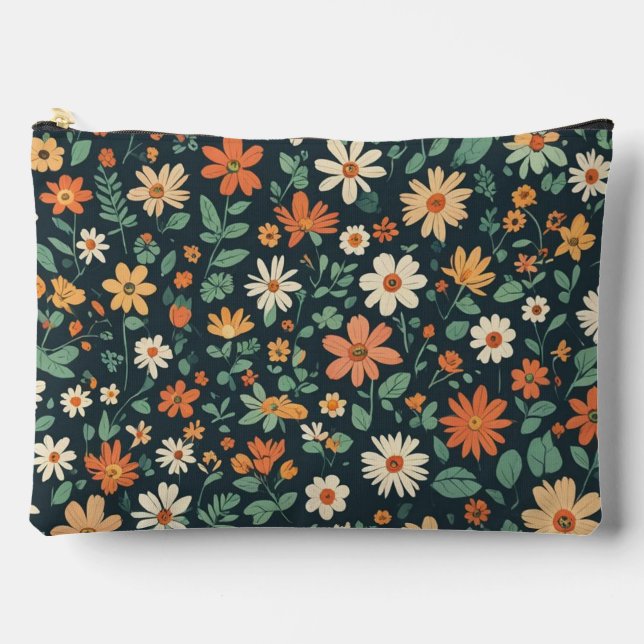 Simple floral pattern accessory pouch (Front)