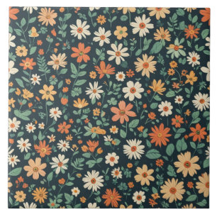 Simple floral pattern ceramic tile