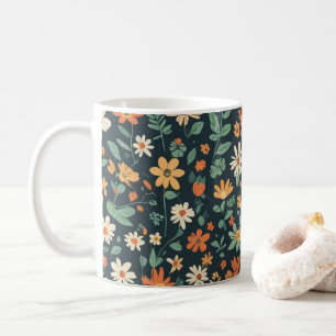 Simple floral pattern coffee mug