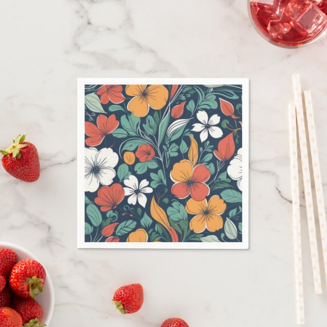 Simple floral pattern design napkin (Insitu)