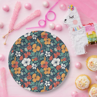 Simple floral pattern design paper plate