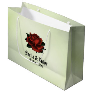 Simple Floral Pattern on Green Large Gift Bag