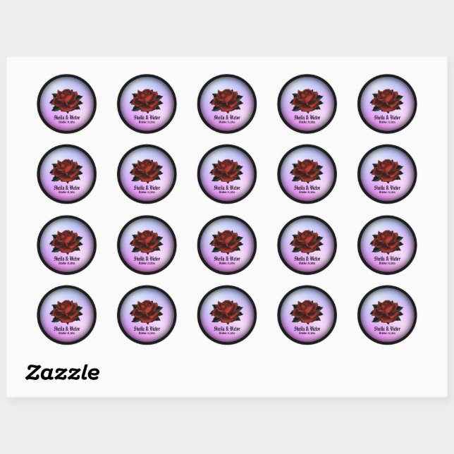 Simple Floral Pattern on Purple Tissue Paper Classic Round Sticker (Sheet)