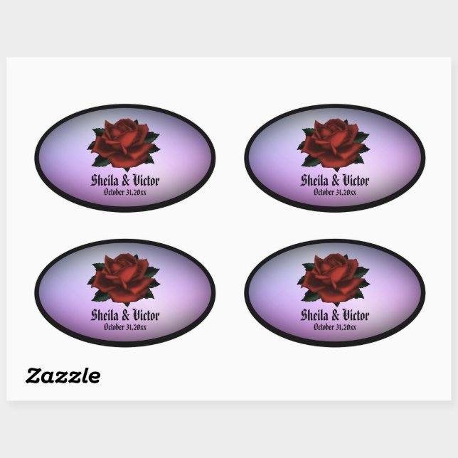Simple Floral Pattern on Purple Tissue Paper Oval Sticker (Sheet)