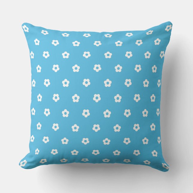 Simple Floral Pattern on Vibrant Blue Canva Cushion (Front)