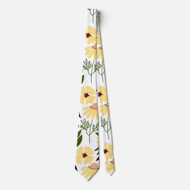 Simple Floral Pattern White Tie (Front)
