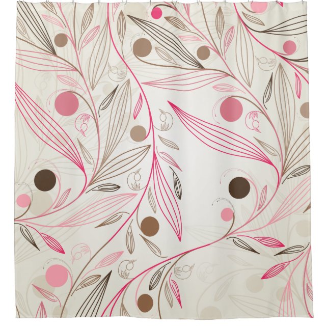 Simple Floral Patterns - Pink, Cream, Brown, Beige Shower Curtain (Front)