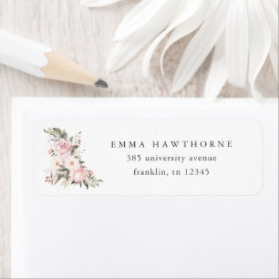 Simple Floral Pink Baby Shower Return Address Label