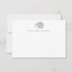 Simple Floral Porcupine Personalised Stationery  Thank You Card