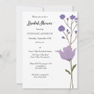Simple Floral, Purple Floral Bridal Shower Invitation