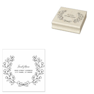 Simple Floral Return Address Rubber Stamp