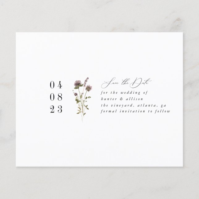 Simple Floral Save the Date (Front)