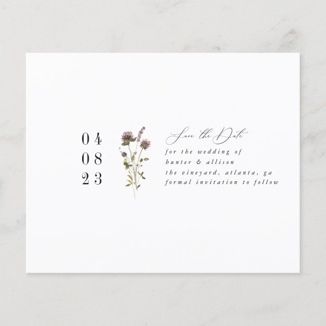 Simple Floral Save the Date Flyer (Front)