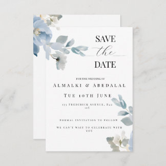 Simple Floral Save the Date Wedding Card